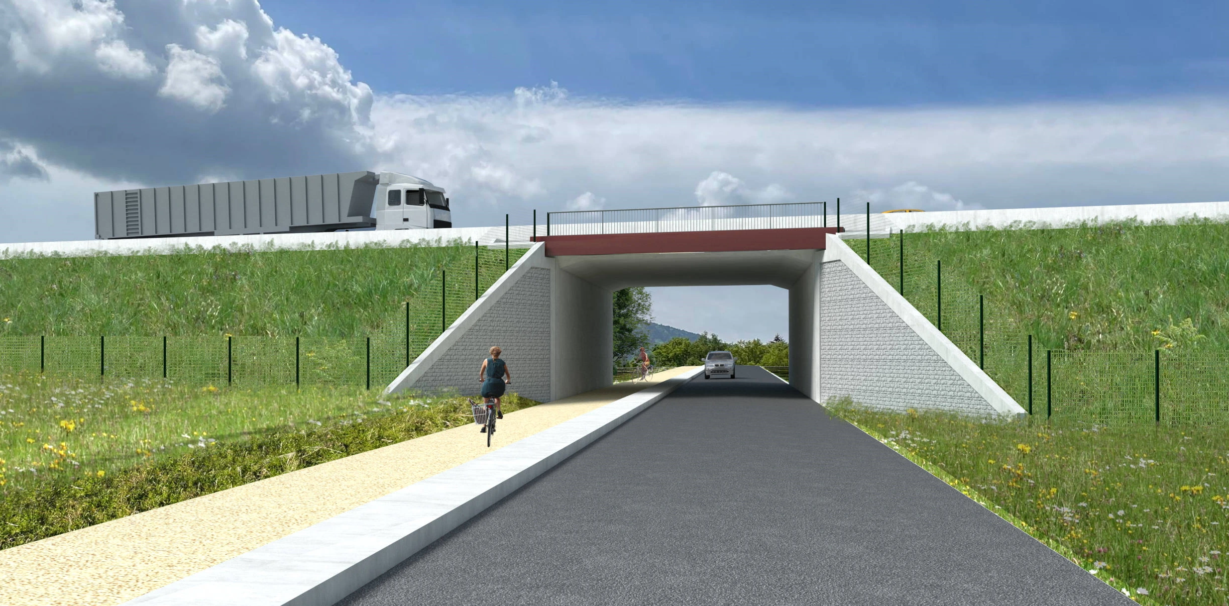 Véloroute passant sous l'A412